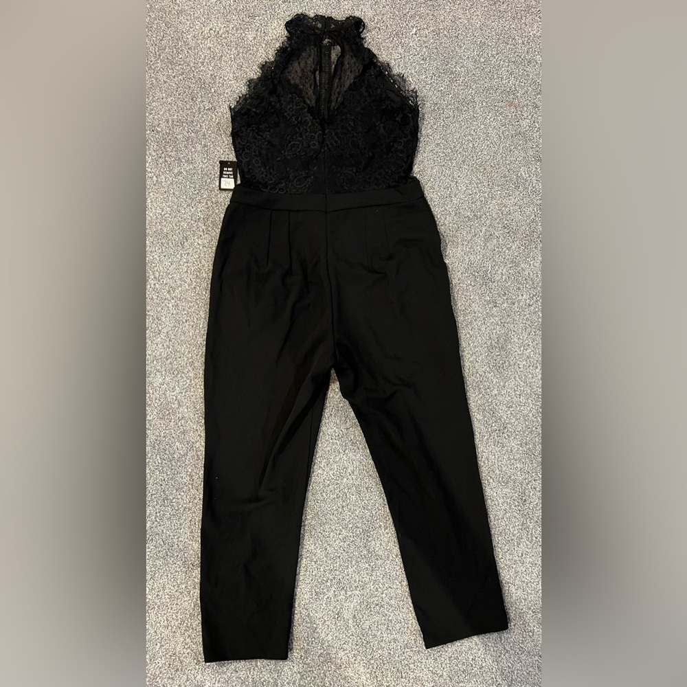 NWT EXPRESS Lace Halter Black Jumpsuit - Picture 6 of 11